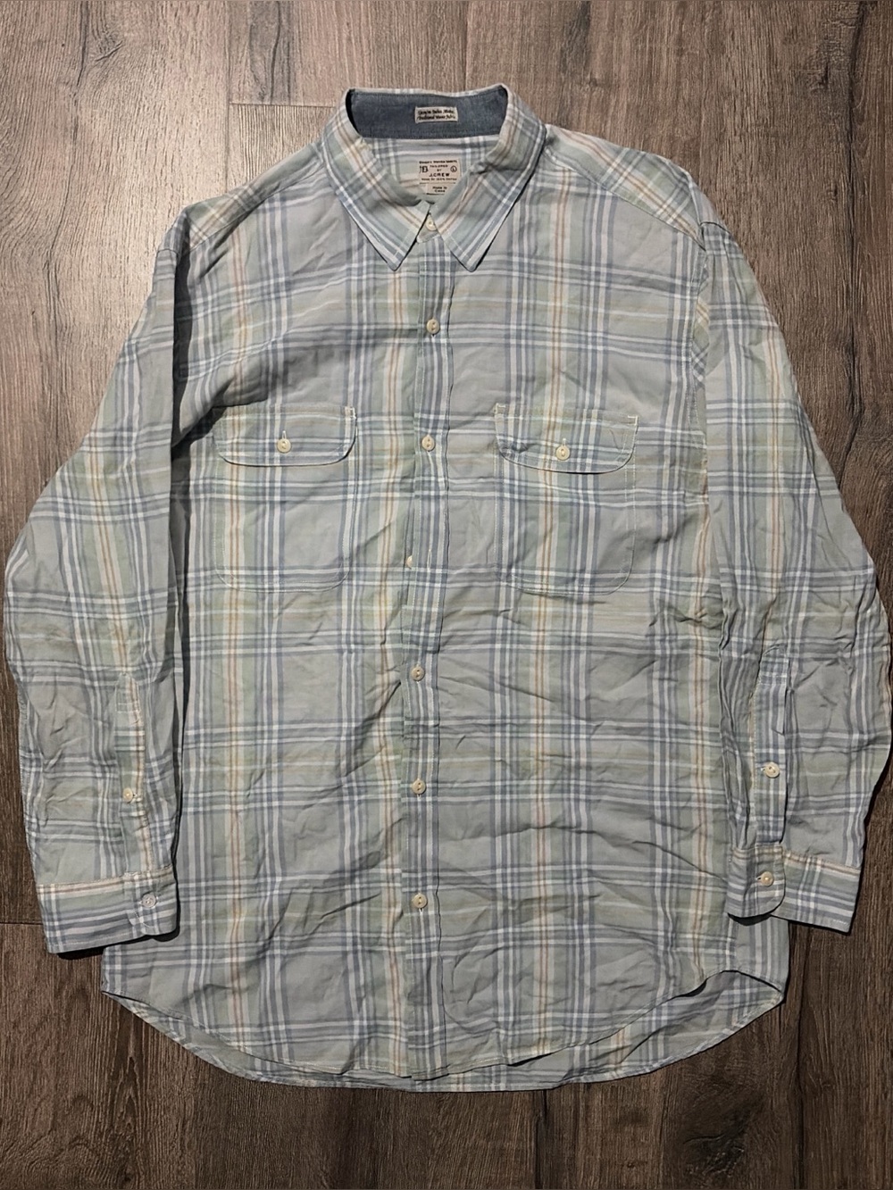 J.Crew Madras Plaid Button Down Shirt Blue White Large